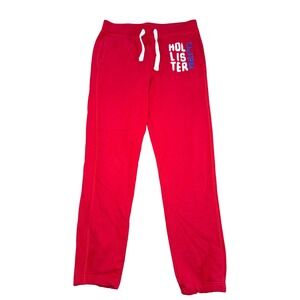 Hollister Y2K Red Sweatpants Joggers Spell Out California Logo Mens Small Lounge